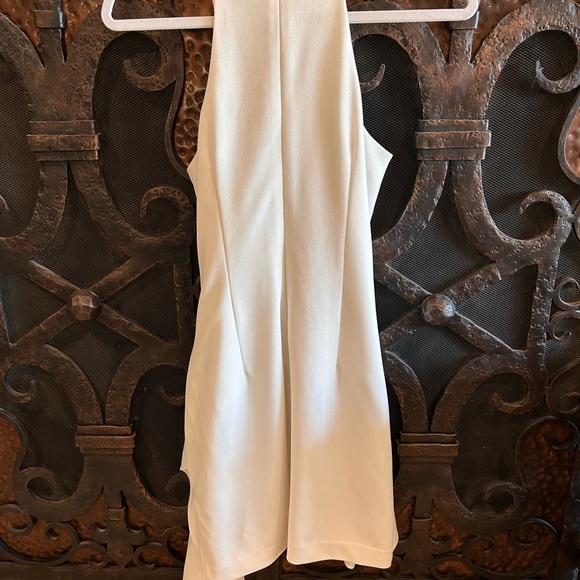 Badgley Mischka Daphne Stretch Crepe Halter Neck Asymmetrical Hem Dress - Picture 4 of 6